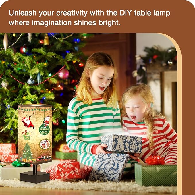 aooshine Small Bedside Table Lamp for Bedroom - Square Black Fabric Shade | Inline Rocker Switch, Corded Electric, Bulb Not Included, 12.8" Mini Table Lamp for Nightstand, Desk, Dorm, Office