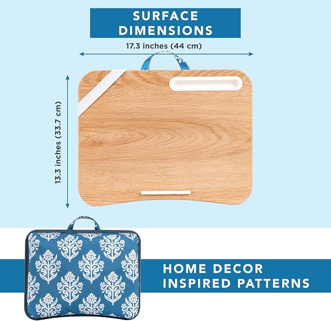 LAPGEAR Designer Lap Desk – Floral Bock Print, 2-Pack with Storage Basket