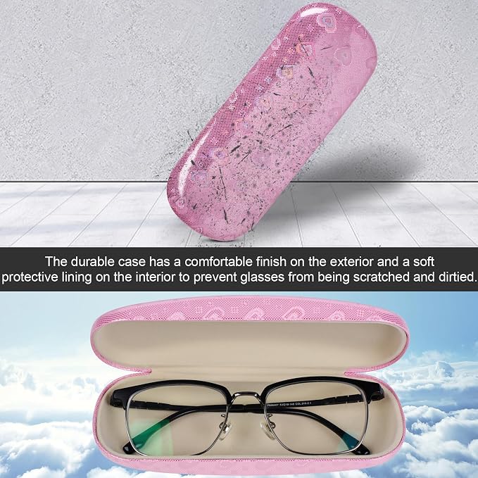 Joyberg Glasses Case, 2 Pack Eyeglass Case with Cleaning Cloth, Glasses Case Hard Shell Fits Most Glasses