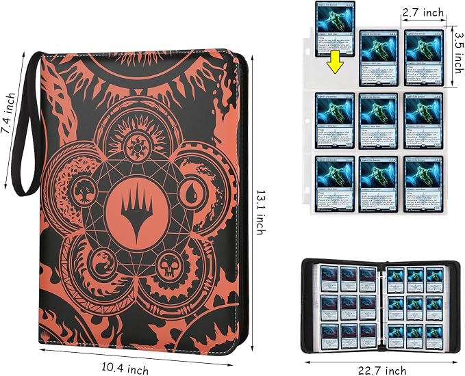 Trading Card Binder,9-Pocket Binder for Trading Cards Holds 720 Cards,Premium Collector Card Album for Standard Cards,Card Collection Folder for MTG,TCG,Yugioh,Game Cards (A-orange)