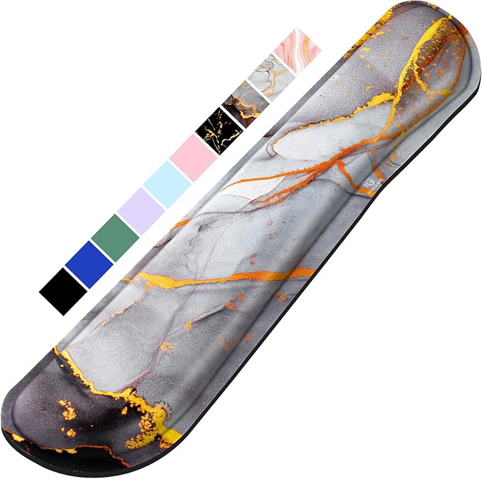 Gimars 17.3'' Extended Keyboard Wrist Rest Pad with 63D High-Density, Firm Memory Foam, Anti-Slip Rubber Base and Ergonomic Design for Typing Pain Relief,Office,Gaming, Computer, Laptop,Grey Golden