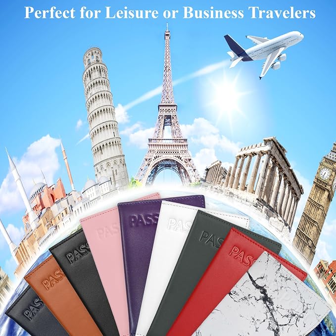 Alban RFID Passport Holder for Women & Men, Genuine Leather Passport Cover | RFID blocking design helps protect personal information while traveling, Slim genuine leather case for travel essentials