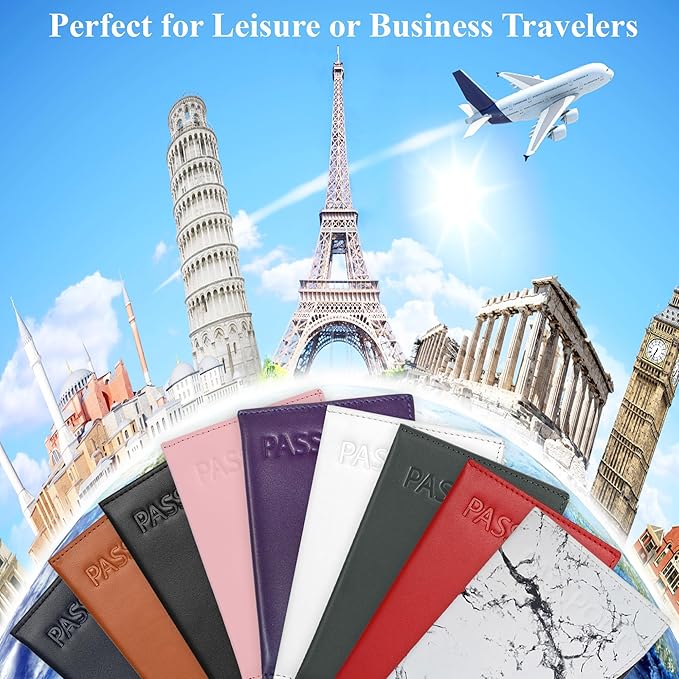 Alban RFID Passport Holder for Women & Men, Genuine Leather Passport Cover | RFID blocking design helps protect personal information while traveling, Slim genuine leather case for travel essentials