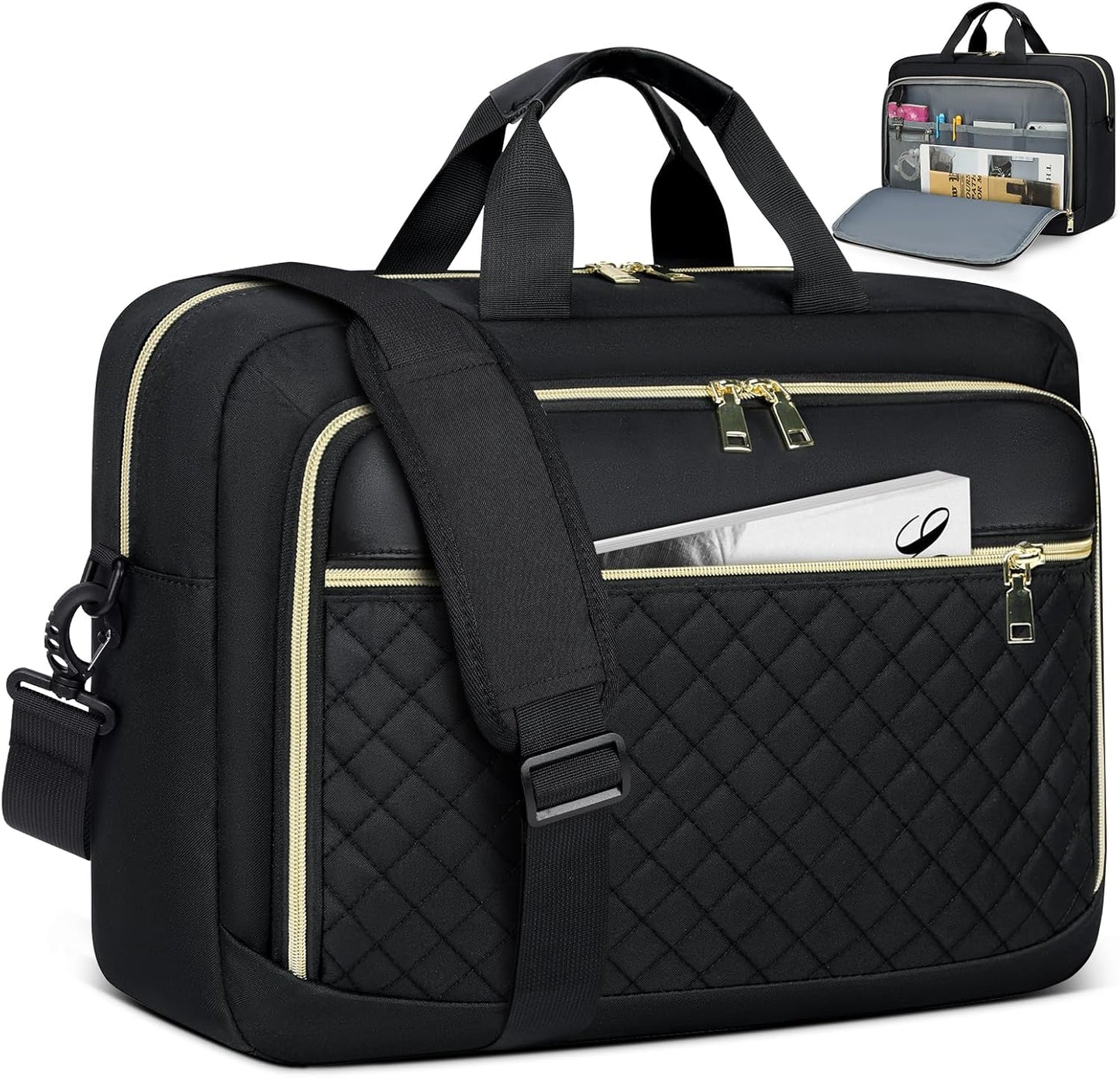 NEWHEY Laptop Bag 17.3 Inch Laptop Briefcase for Women Men Waterproof Shoulder Messenger Bag Large Computer Bag for Business Office Work College, Black