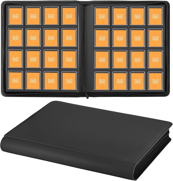 16 Pocket Toploader Binder,Holds 640 Top Loaders,Top Loader Binder for 3" x 4"Rigid Cards,Sleeves Card Collection Binder,20 Double Sided Pages,Compatible with Trading & Sports Holder (16Black)