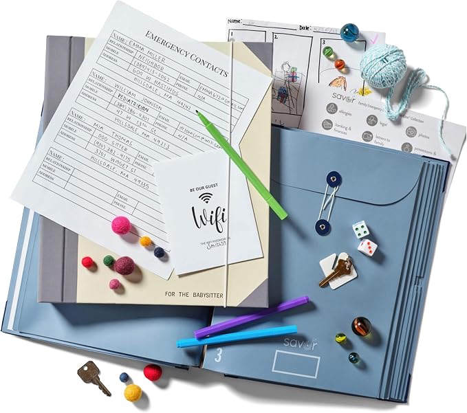 The Folio® Important Document Organizer by Savor | Binder with Guided Labels, Acid-Free File Folder Organizer with 10 Pockets, Document Holder for Home Records, Legal and Medical Papers (Slate/Blue)