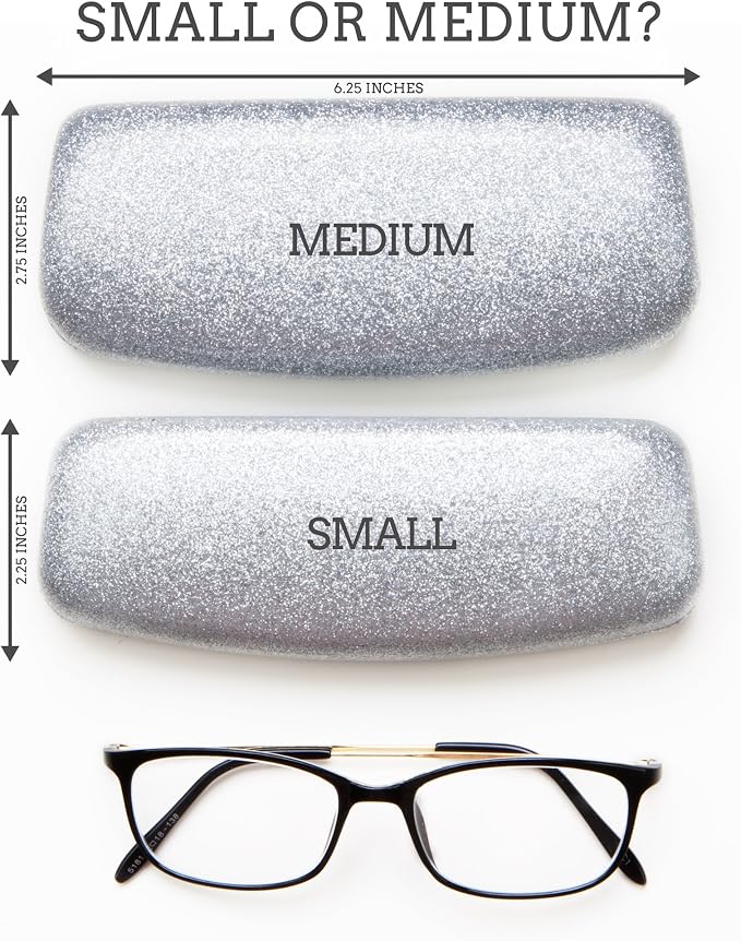 SPUNKYsoul Eye Glasses Case Girl Sparkle Smooth Glitter Hard Shell Eyeglass for Women