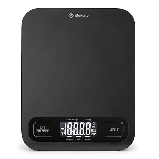 Etekcity Food Kitchen Scale, Digital Grams and Ounces, Large | Tare function, ideal for baking, weight loss, keto, meal prep, packages, liquids and jewelry, Black