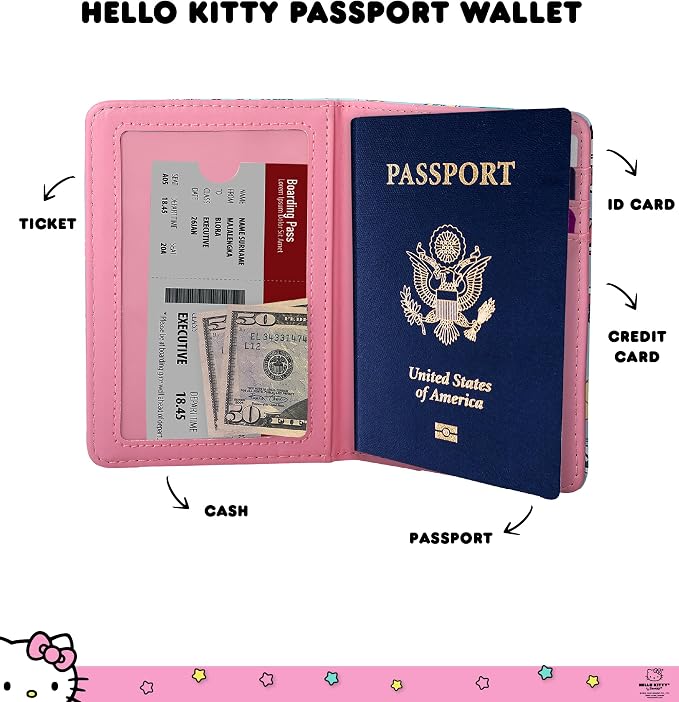 Hello Kitty Passport Cover for Travel Official License, Sanrio Gifts | Cute Passport Holder, Hello Kitty Travel Accessories, Passport Case