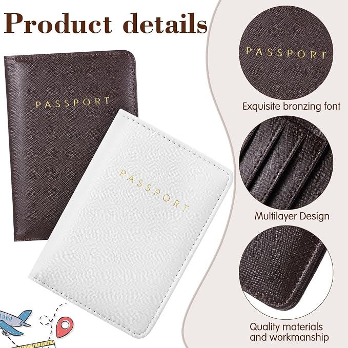 2 Pcs Passport Cover Holder for Travel Waterproof Leather Passport Wallet Case Book Travel Cruise Essentials for Women Men | 2 Pieces