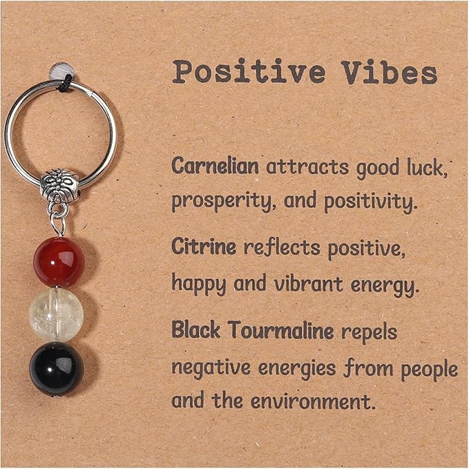 GINAZL Natural Crystals Keychain Gift for New Beginnings, New Beginnings Gifts for Coworker Anxiety Relief Keychain for Women