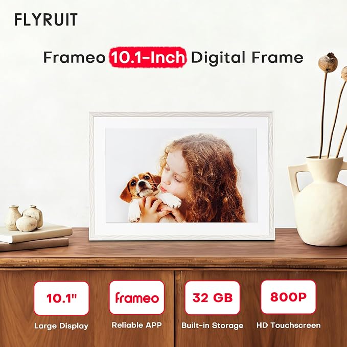 Frameo Digital Picture Frame, 10.1 inch Frameo Digital Frame WiFi, 1280 * 800 IPS HD Touchscreen, 32GB Storage, Instant Share Photo Video, Gifts for Mom, House Warming