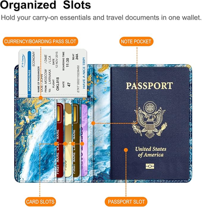 FINTIE Passport Holder, Slim Travel Wallet RFID Blocking Card Case Cover | Passport Cover Protector Essentials with Credit Card Slots, For Women/Men