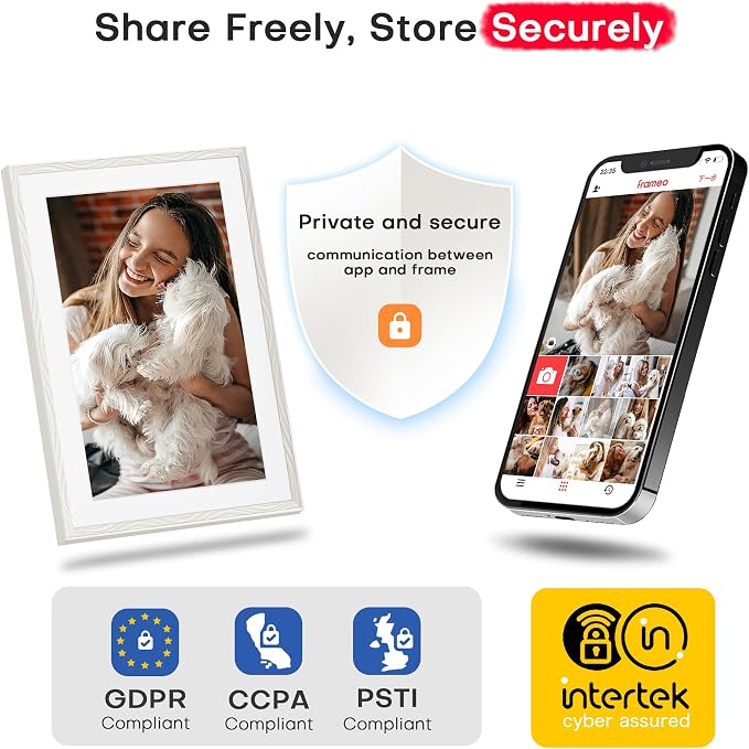 Frameo Digital Picture Frame, 10.1 inch Frameo Digital Frame WiFi, 1280 * 800 IPS HD Touchscreen, 32GB Storage, Instant Share Photo Video, Gifts for Mom, House Warming