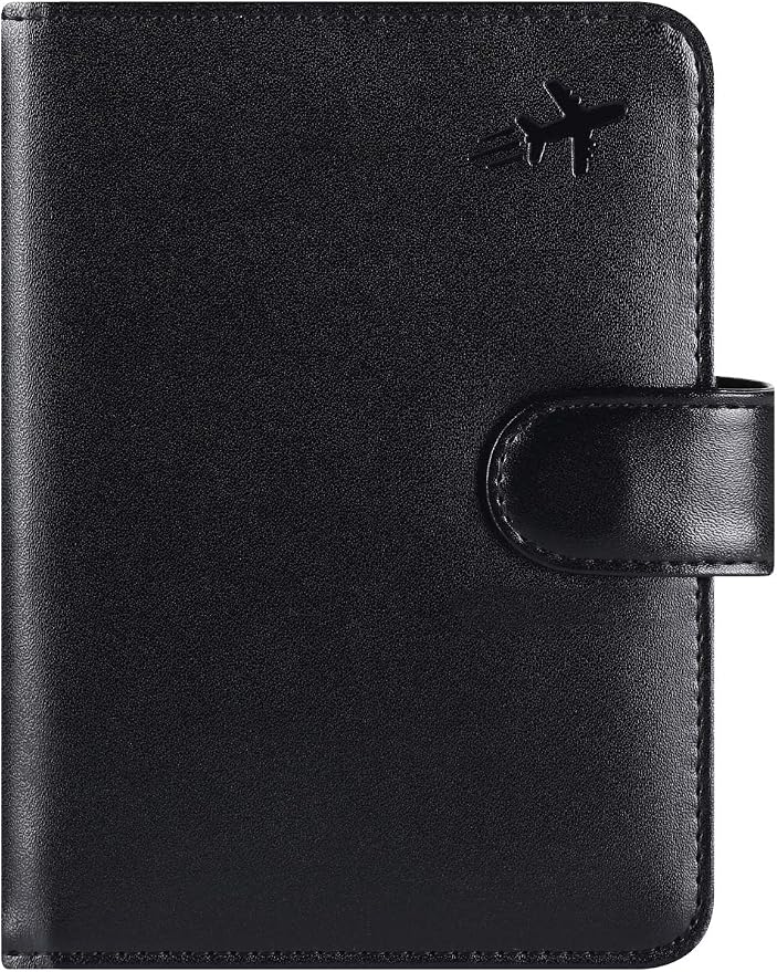 Passport Holder Cover Wallet RFID Blocking Leather Card Case Travel Accessories for Women Men (#Black)