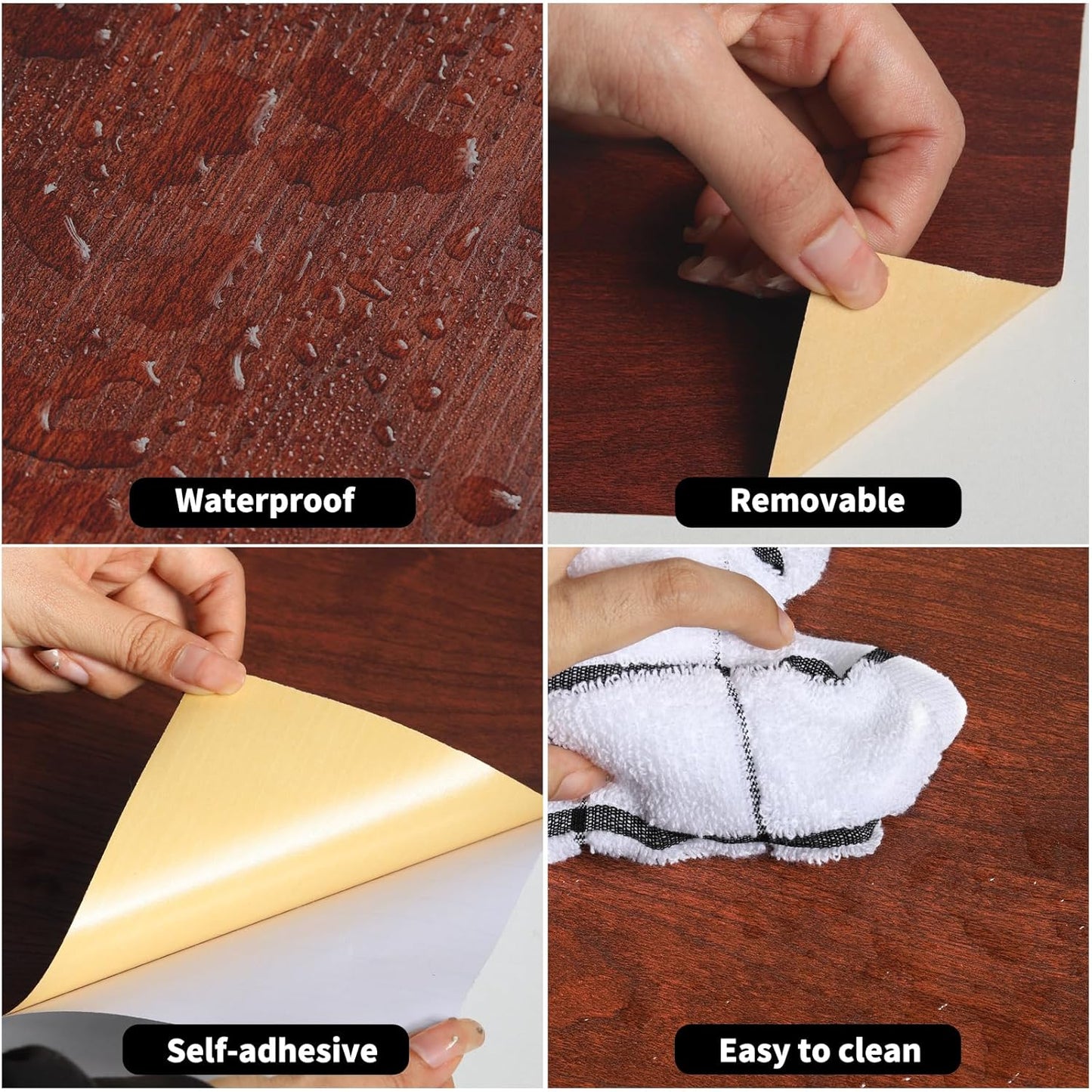 GSCIT Club Cherry Wallpaper, 15.7 inch X 15ft Self Adhesive Wood Grain Repair Tape Patch for Tables, Chairs, Baseboards, Doors, Windows, Floors, Handicraft DIY.