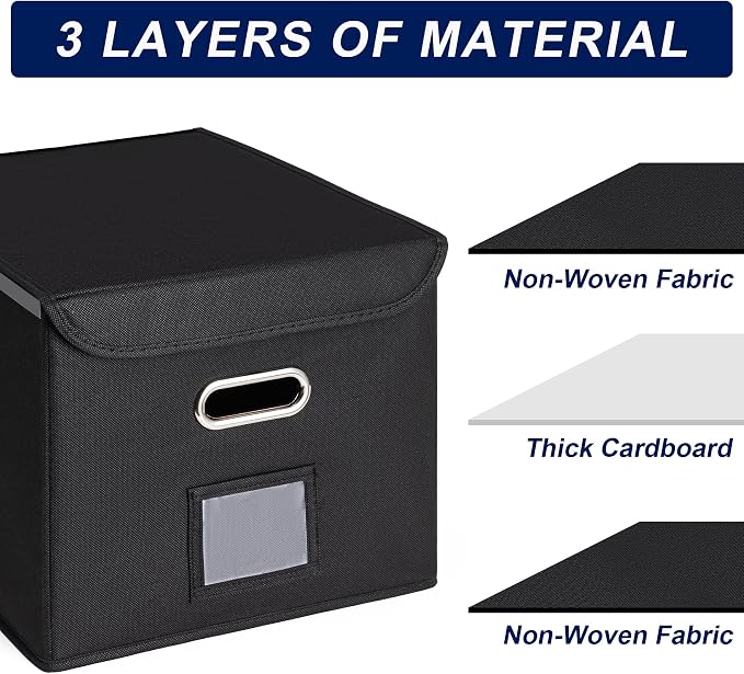 CADONO File Organizer Box with Lid (Wine Red, 14.9 x 12.59 x 10.8 inch) | Large Hanging File Folder Organizer with Plastic Slide, Collapsible Portable Filing Storage Boxes for Office/Decor/Home