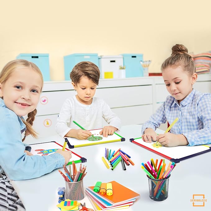ScribbleDo 10 Pack Magnetic Dry Erase Board for Kids Whiteboard 9”x12” Includes White Board for Writing Learning & Drawing Art Educational Kids Toy