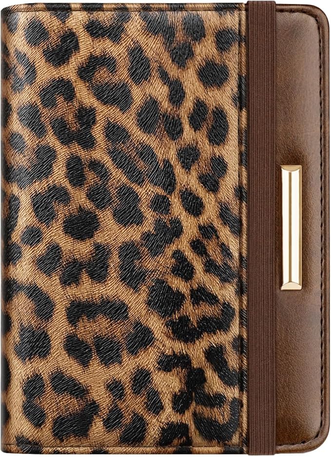 Coco Rossi Passport Holder for Travel Women Slim RFID Passport Cover Wallet | Travel Essentials, Passport Book Holders, Passport Cover Case, Cheetah Print Texture, Cute, Thin, Spliced Design, Leopard