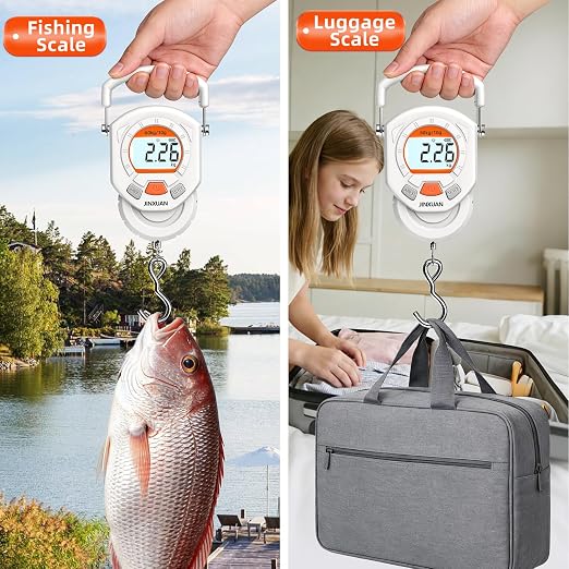 Fishing Scale 132lb/60kg Luggage Scale Digital Fish Scale with Backlit LCD Display, Fish Weight Scale Luggage Weight Scale Hanging Scale with 4 Units USB Cord, Fishing Accessories Fishing Gift