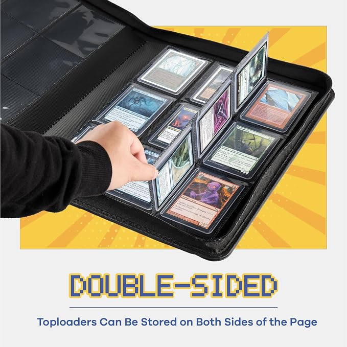 9-Pocket Toploader Binder, Clovecat Premium Card Book， Holds 252 Trading Card with 20 Removable Top-loader Sleeves，PU Card Holder Folders,Card Album for MTG, TCG, Yugioh, Game & Sports Cards(Blue)