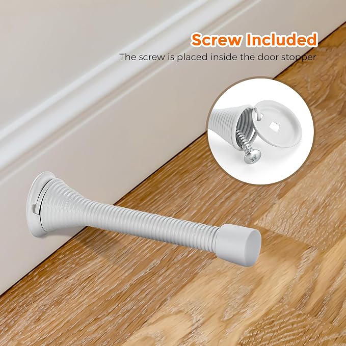 Ravinte Door Stoppers, 12 Pack White Spring Door Stops with Rubber Bumper, Door Stoppers for Bottom of Door