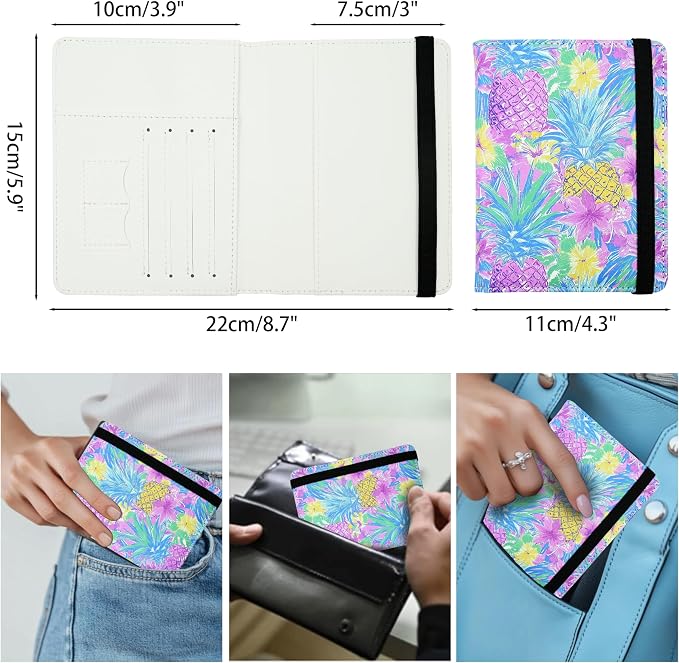 Tropical Pineapple Passport Holder for Women and Men PU Leather Passport Cover for Travel