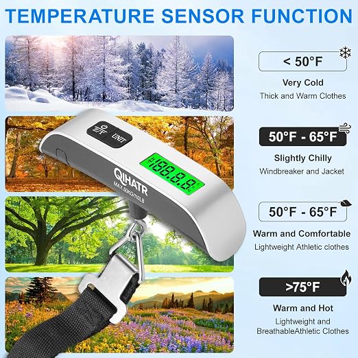 Luggage Scale, 110lb Portable Luggage Weight Scale for Travel with Backlit LCD, 4-Unit Switching, Non-Slip, Luggage Scale for Luggage, Backpacks, Packages