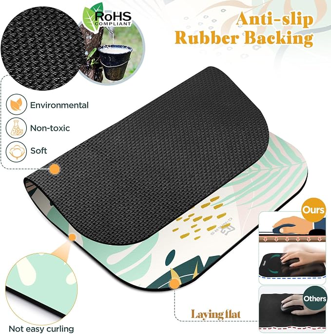 Gimars Large Smooth Superfine Fibre Memory Foam Ergonomic Mouse Pad Wrist Rest Support Mousepad with Nonslip Base for Laptop, Computer, Gaming & Office,Free Coaster Include-Morandi Blue