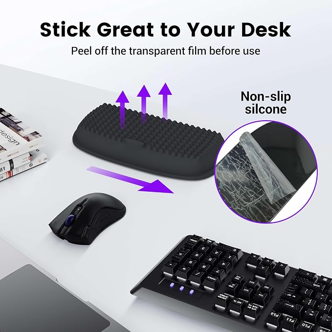 MEKASS Elbow Pad for Desk, Large Size Memory Foam Elbow Rest Padding with Non-Slip, Ergonomic Desk Edge Cushion, Armrest Pad Wrist Rest Comfort Support for Office Home (1 Pcs Black)