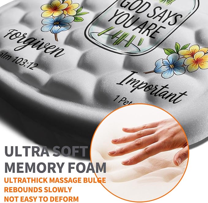 Ergonomic Joint Wrist Support Mouse Pad with Memory Foam Cushion Massage Bump, Carpal Tunnel Pain Relief Mousepad Slope Design for Wrist Rest, 11.8x7.9 in, God Said