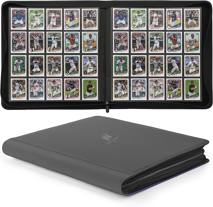 1280+ Cards 20 Pocket Card Binder Collector Card Album Trading Card Binder Ringless Trading Card Album Side Loading Compatible with TCG, Game & Sports Cards (Grey)