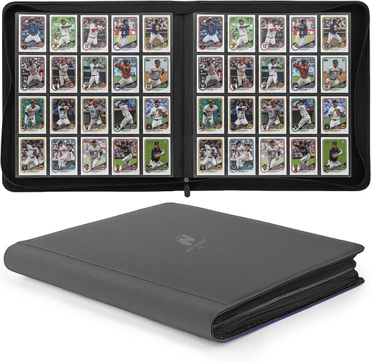 1280+ Cards 20 Pocket Card Binder Collector Card Album Trading Card Binder Ringless Trading Card Album Side Loading Compatible with TCG, Game & Sports Cards (Grey)