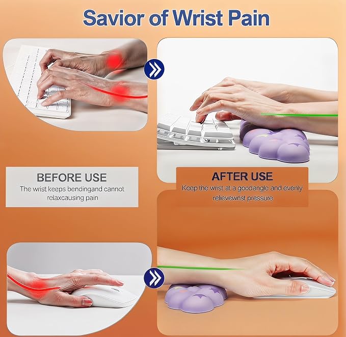 Cloud Wrist Rest Set for Keyboard & Mouse,Light Purple Colorful Star | Memory Foam Arm Rest with Ergonomic Support Fits Full Keyboards and Reduces Typing Fatigue for Office, Gaming and Home Use
