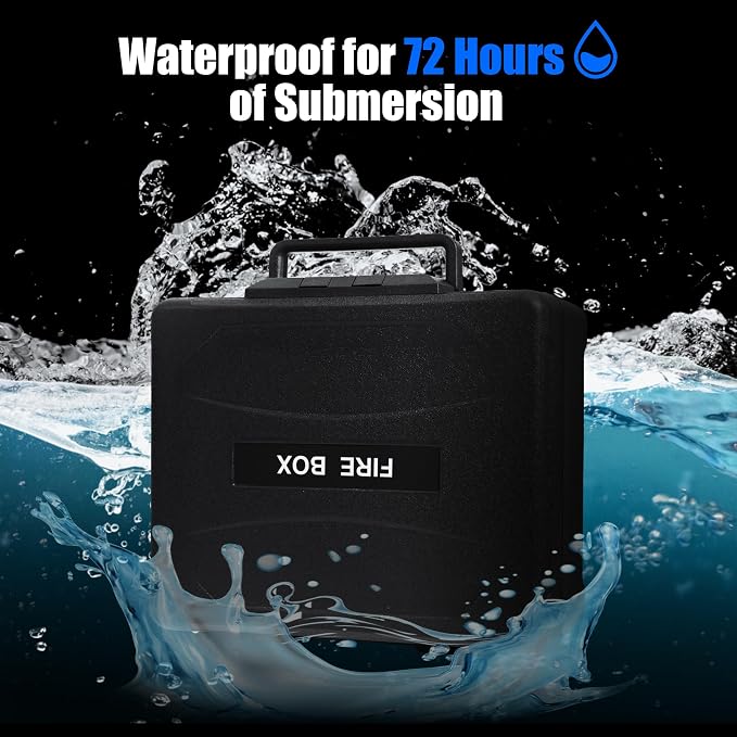 Small Fireproof & Waterproof Safe – Portable Home Document Box, Key Lock, Ergonomic Handle, 1-Hour Fire Protection at 1700°F, 72-Hour Waterproof, Compact Size