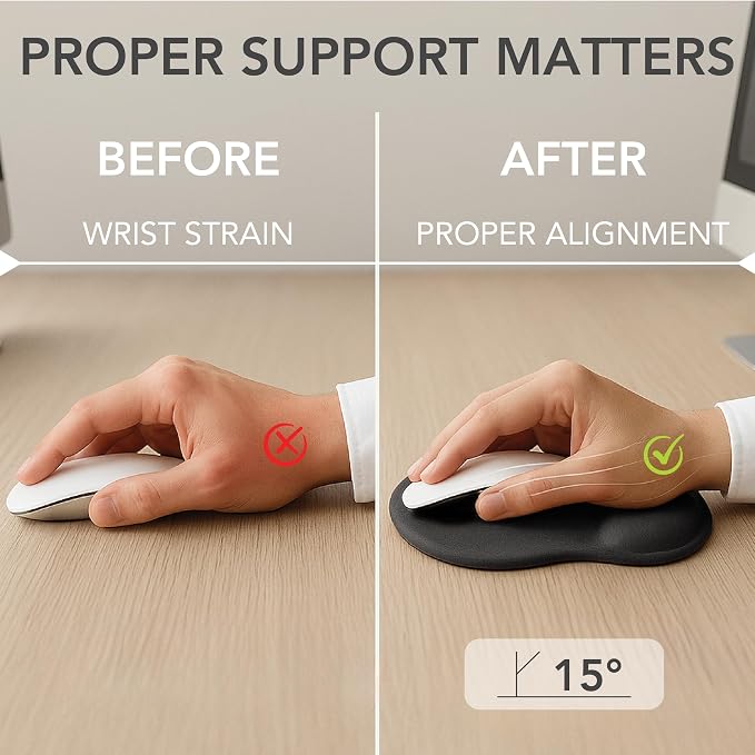 Mr. Pen- Ergonomic Mouse Pad with Wrist Rest | Breathable Fabric with Memory Foam Cushion, Non-Slip Rubber Base, Gel Mouse Pad with Wrist Support