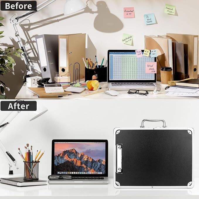 Clipboard with Storage Combination Lock Briefcase with Accordion File Folder Heavy Duty Metal Document Box Organizer, Storage Clipboards Maximum Security for Home, Bussiness Trip