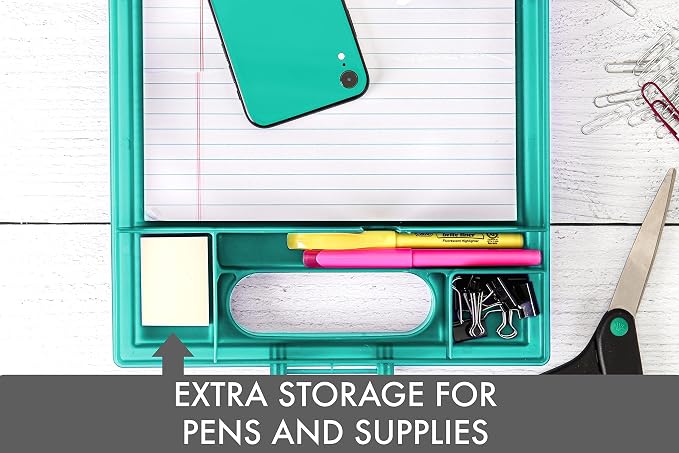 Dexas Clipcase Storage Clipboard with Handle, Aquamarine (Pack of 12)