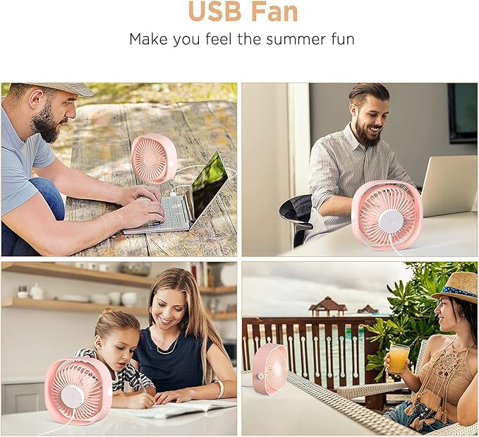 EasyAcc USB Small Desk Fan, Slumber Pod Fan [360°Rotatable Head &Powerful ] 3 Speeds Portable Personal Table Travel Fan for Sleeping Desk Cruise Ship Dorm Bedroom Office Office (No Battery)