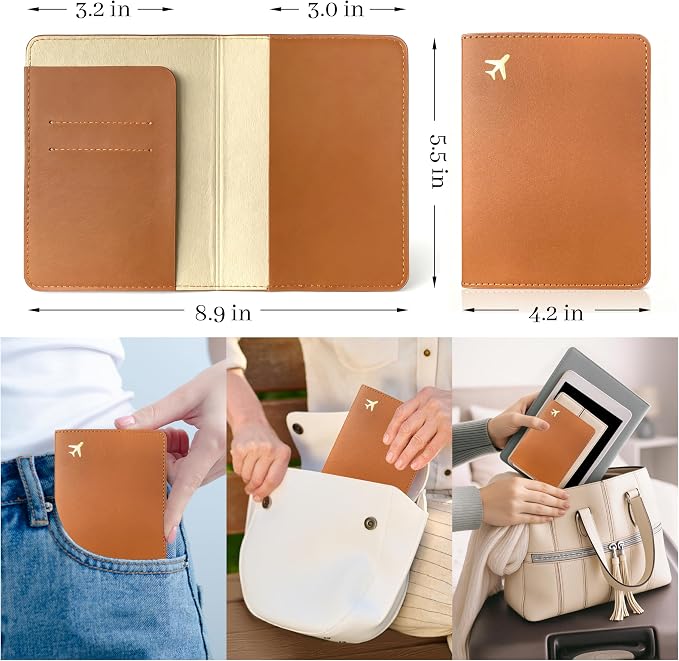 Passport Holder for Travel Essentials,RFID Blocking Passport Cover Case for Travel Accessories,Travel Wallet for Women Men (Dark Brown)