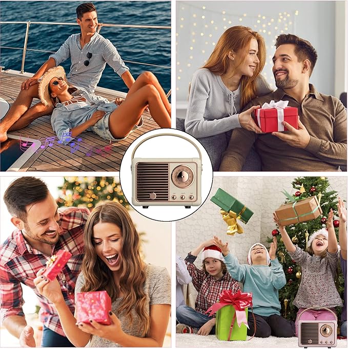 Dosmix Retro Bluetooth Speaker, Vintage Decor, Portable Wireless Bluetooth Speaker, Cute Old Fashion Style for Kitchen Desk Bedroom Office Outdoor Accessories for iPhone Android (Yellow)