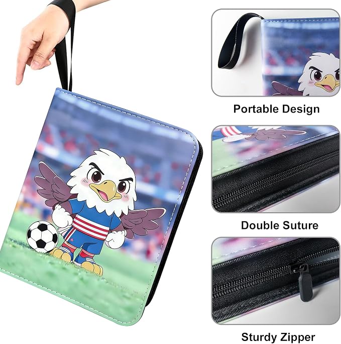 400 Pockets Soccer Card Binder for Soccer Cards 2025 2026 | Portable Waterproof Storage Bag with Removable Sleeves for Sports Cards Collectors