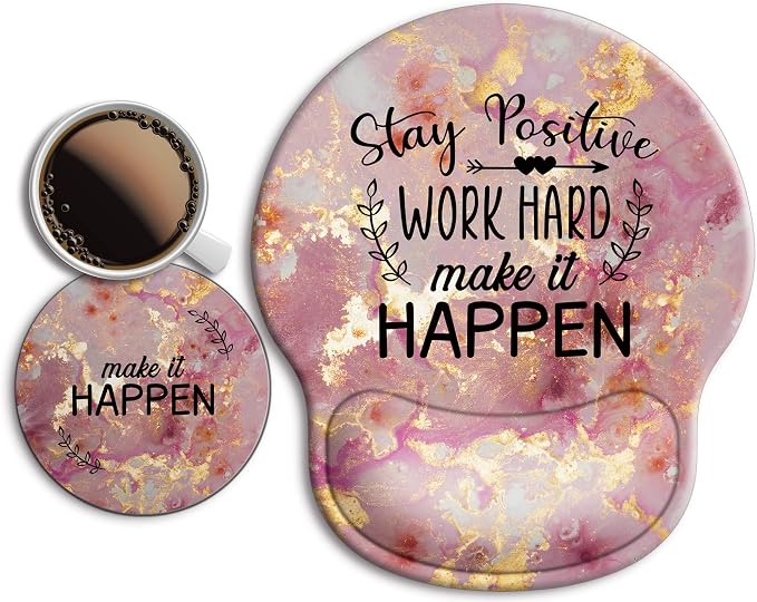 Ergonomic Mouse Pad with Wrist Rest Support,Gel Mouse Pads for Desk | Big Mousepad With Coaster Non-slip & Pain Relief for Computer, Home&Office Desk Decor