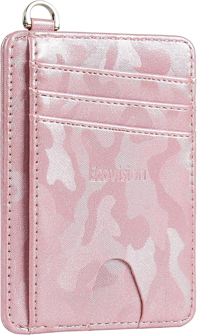 Slim Minimalist Front Pocket Wallet, RFID Blocking Credit Card Holder Wallet with Detachable D-Shackle for Men Women