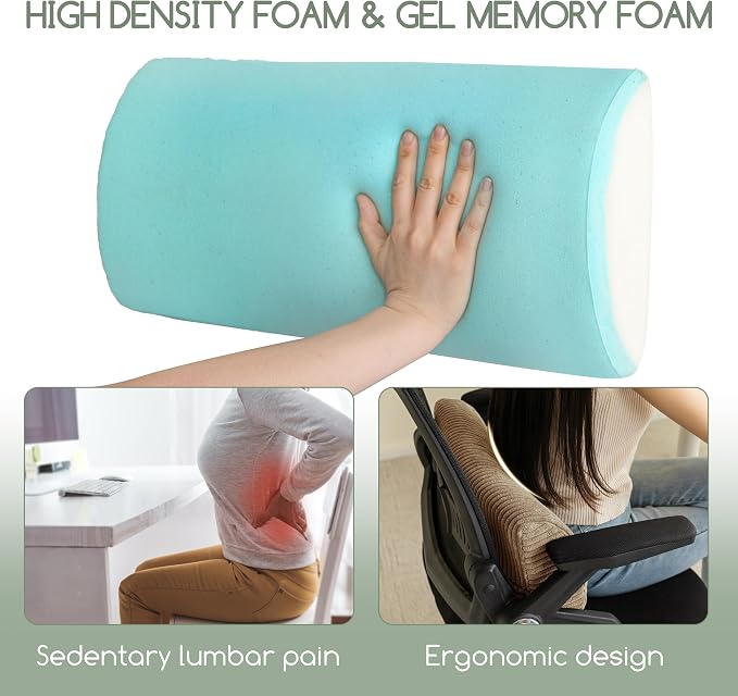 HIGOGOGO Lumbar Support Pillow for Recliner Chair/Accent Chair/Couch, Memory Foam Back Support Cushion for Elderly, Recliner Cushions for Back Rest, Pain Relief, Reading, Washable Cover, Coffee