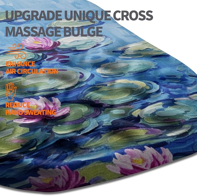 Ergonomic Slope Mouse Pad Wrist Support, Wrist Rest Mousepad for Carpal Tunnel Pain Relief with Massage Bulge and Slow Rebound Memory Foam (12x8 inch, Lotus Pond)