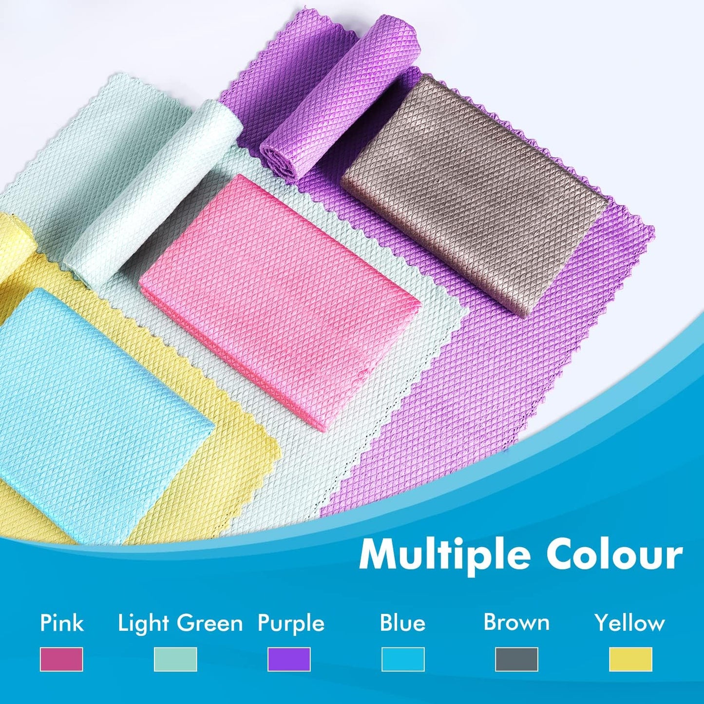 Easy Clean Fish Scale Nanoscale Dish Cloths,Streak Free Miracle Microfiber Cleaning Cloths for Kitchen,Counter,Washing Dish,Window,Mirror,Glass Lint Free Polishing Rag,All-Purpose,Reusable,Pack of 24