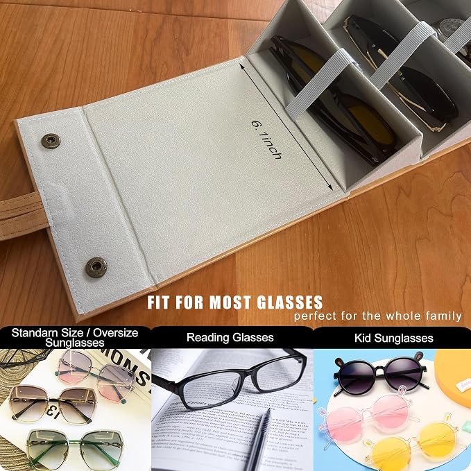 Longjet Sunglasses Organizer Travel Glasses Case 5 Slots Multiple Pairs Eyeglasses Storage Box Hanging Eyewear Holder