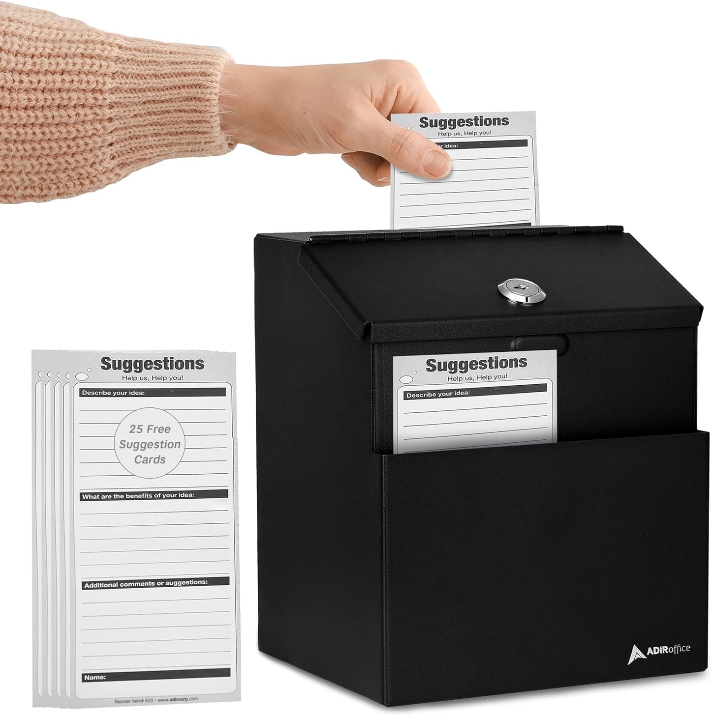 Adir Corp. Steel Suggestion/Key Drop Box (Black)
