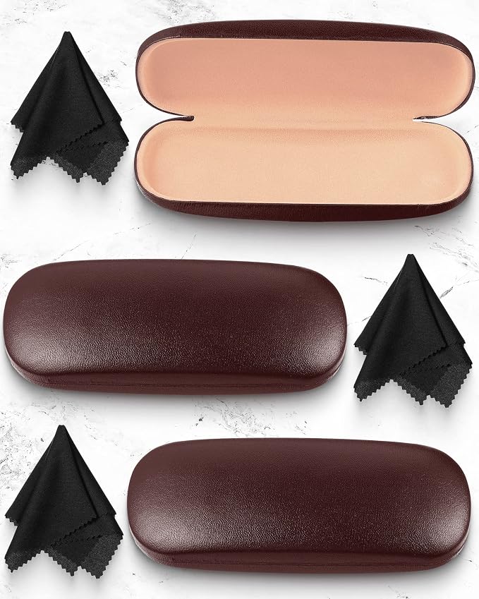 Frienda 3 Pieces Hard Shell Glasses Case Eyeglass Case Protective Sunglass Holder with Cleaning Cloth for Men Women Unisex